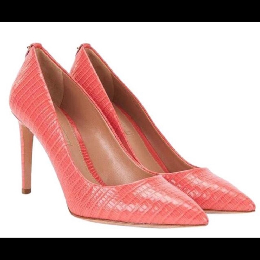 Authentic HUGO BOSS orange leather pumps